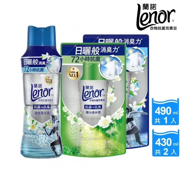 【Lenor 蘭諾】衣物芳香豆/香香豆/抗菌豆 1+2 超值組(陽光森林香/清爽海洋香 任選)