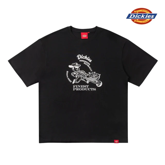 Dickies 男女款黑色純棉胸前趣味大圖案設計寬鬆短袖T恤｜DK0A87CWBLK