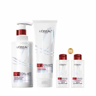 【LOREAL Paris 巴黎萊雅】髮芯修護強化1+1組(洗髮露440ml+護髮素 250ml)