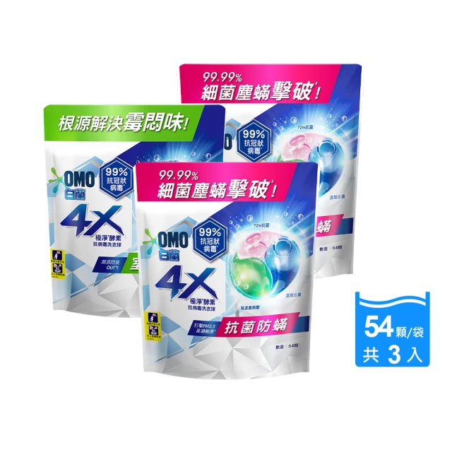 【白蘭】4X酵素抗病毒洗衣球袋裝54顆x3