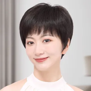 【麗髮新生】媽咪自然蓬鬆整頂假髮 美拍直播造型短髮 化療假髮 中老年補髮片(蓋白髮/造型)