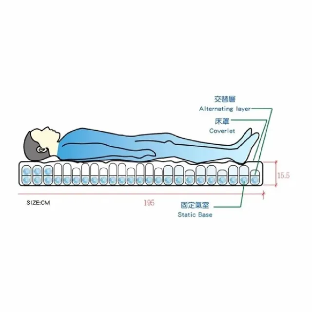 【海夫健康生活館】淳碩 高階壓力數字型 三管交替6吋 24日型管 減壓氣墊床 符合補助B款(TS-606)