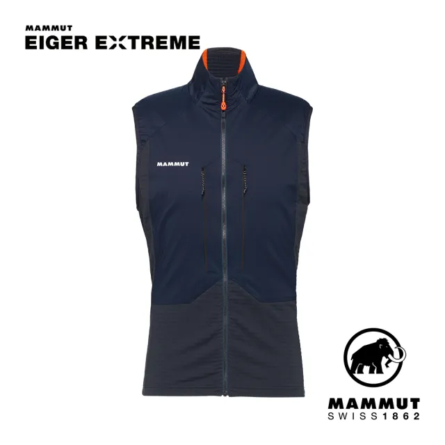 【Mammut 長毛象官方直營】Eiger Nordwand Hybrid Vest 極限艾格防風防潑水中層背心 夜藍 男款 #1014-05640