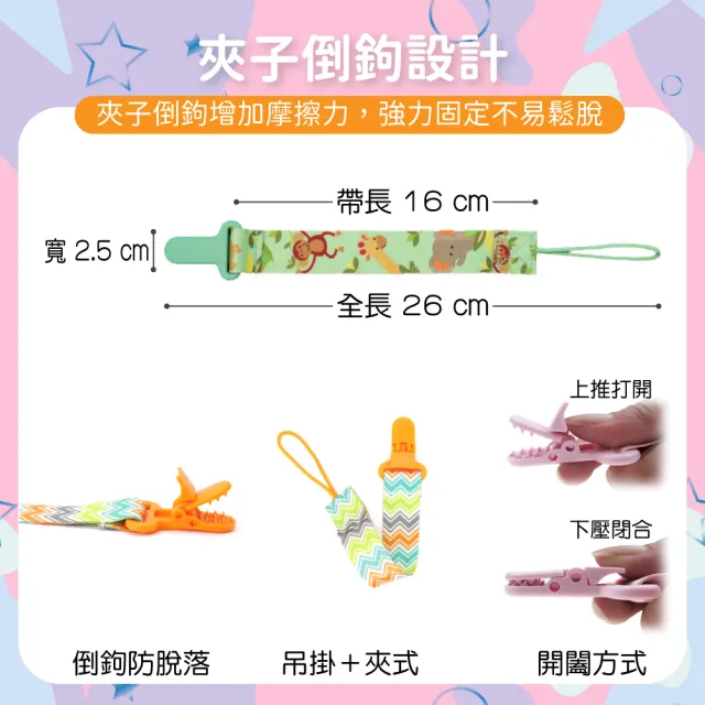 【OhBabyLying】三入組奶嘴鏈(手帕防掉鏈/奶嘴防掉鏈/防丟玩具鏈/單側夾+單側掛繩)