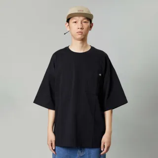 【Dickies】男女款黑色重磅純棉胸前口袋設計寬鬆短袖T恤｜DK013111BLK