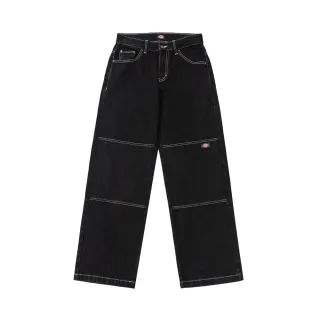 【Dickies】男款黑丹寧純棉多口袋雙膝設計寬鬆長褲｜DK011801G29