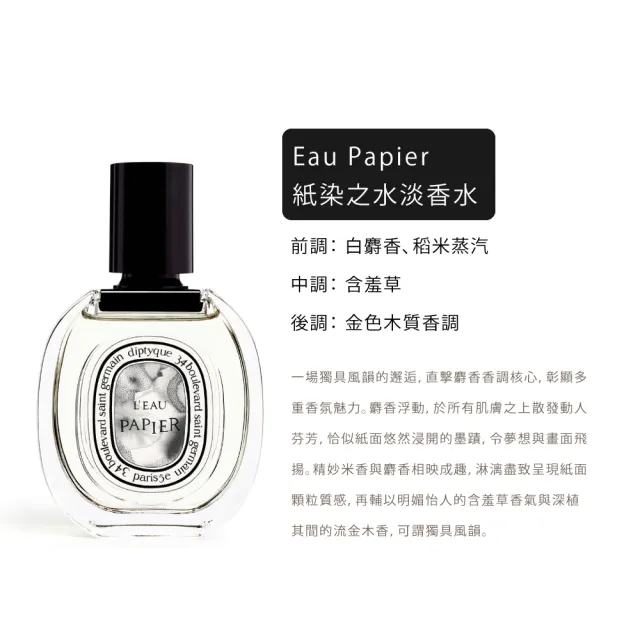 【Diptyque】淡香水50ml 多款任選(紙染之水/杜桑/譚道/影中/感官/玫瑰/聖日爾曼大道.國際航空版)