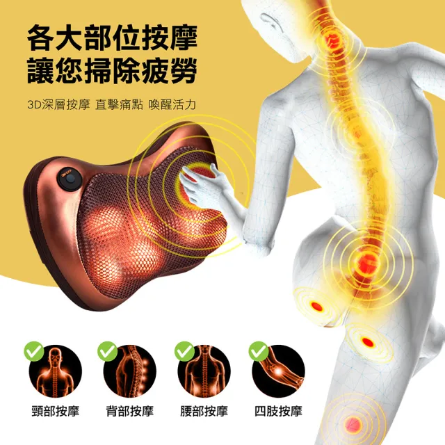 【Jo Go Wu】12球3D深層按摩器(車用按摩/肩頸按摩/紓壓枕/腰部按摩/家用按摩)