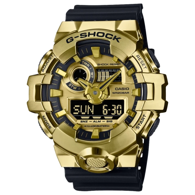 CASIO 卡西歐 G-SHOCK金屬錶圈雙顯錶(GM-700G-9A)