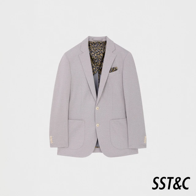 SST&C 淺卡其斜紋彈力修身版針織休閒西裝外套00112409005(新品上市)