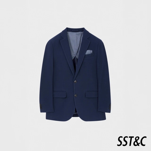 SST&C 藏青紋理修身版彈力針織休閒西裝外套00112409001(新品上市)