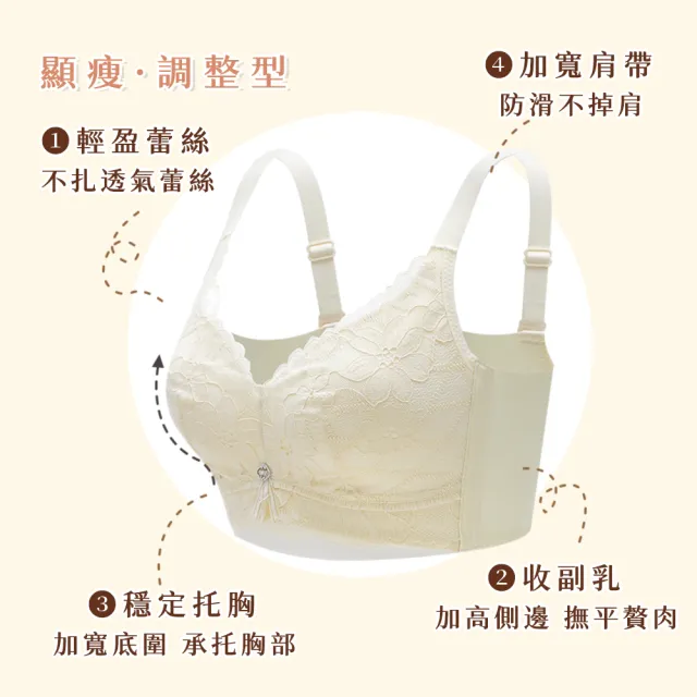 【Chic Chic 琪琪】3件套-大碼超薄杯無鋼圈調整型內衣(大尺碼 全罩杯 超薄透氣)