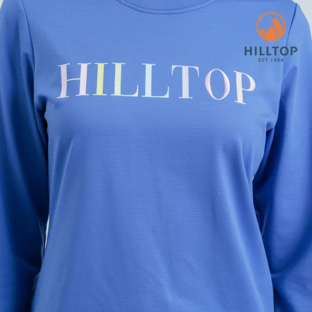 【Hilltop 山頂鳥】石墨烯POLYGIENE抗菌吸濕快乾抗UV保暖彈性印花刷毛上衣 女款 藍｜PH51XFM7ECE0