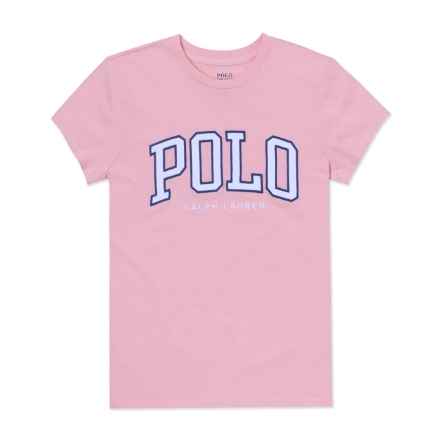 RALPH LAUREN RL POLO 經典印刷文字圖案短袖T恤-女-粉橘色(/春夏舒適/平輸品/雙11/短T)