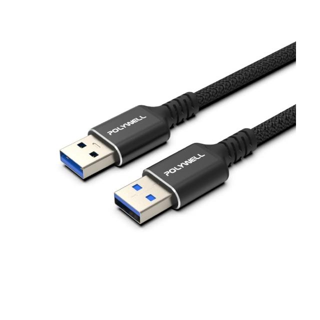 【POLYWELL】USB3.2 5G 18W Type-A 公對公高速傳輸線 /2米