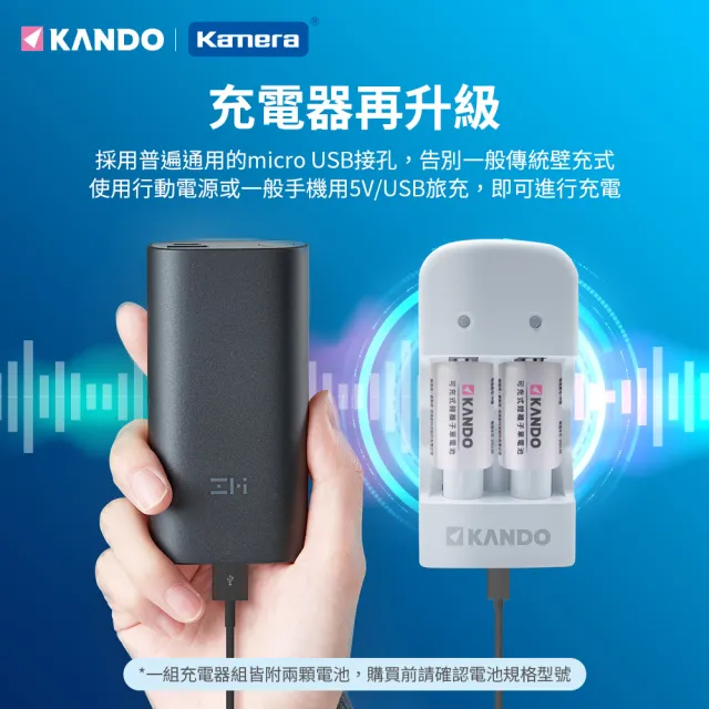 【KANDO】可充電 CR123A  RCR123A 雙槽鋰電池充電組(2入+充電器 3.2V CR123 RCR123 MU-123)