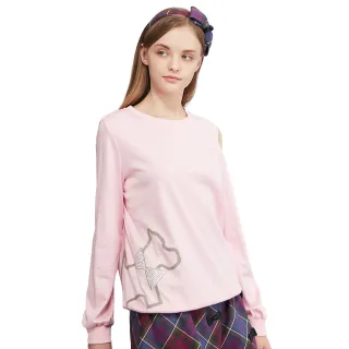 【SCOTTISH HOUSE】不對稱斜肩狗長袖棉T-粉/藍CHUB1221