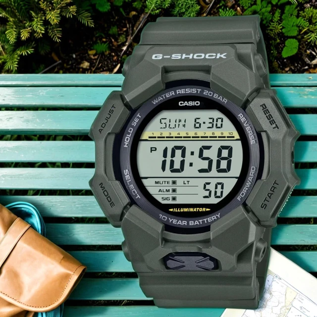 CASIO 卡西歐 G-SHOCK 軍綠色10年電力 大螢幕電子錶 學生錶(GD-010-3)