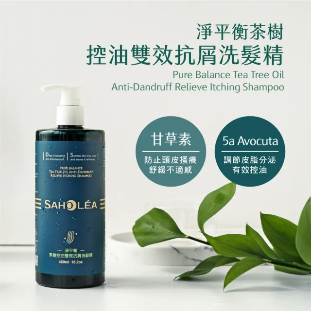 【SAHOLEA 森歐黎漾】淨平衡茶樹精油 控油雙效抗屑洗髮精480ml x3入