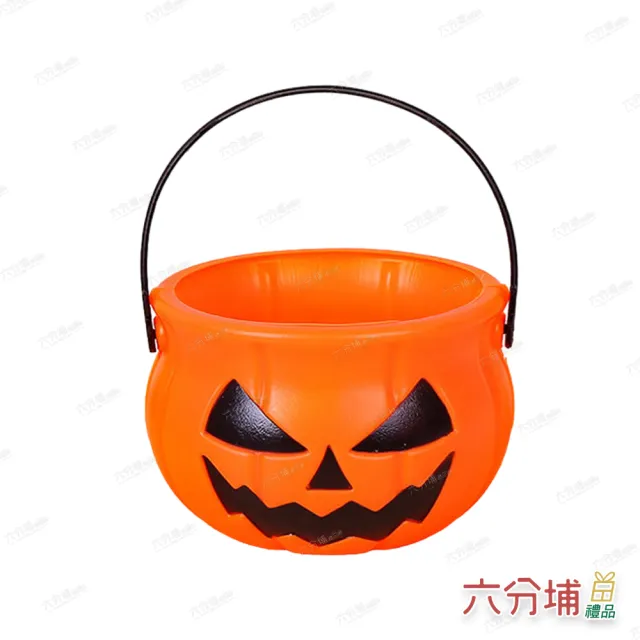 【六分埔禮品】萬聖節三角眼南瓜桶11x7cm-2入組(擺飾派對糖果餅乾袋討糖袋糖果桶兒童手提桶裝飾佈置)