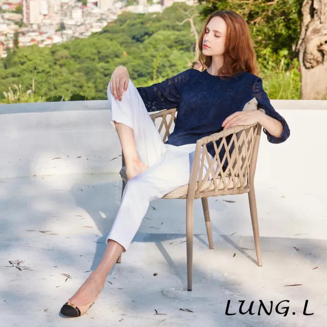 【LUNG.L 林佳樺】LQ60E01白色棉質斜口袋九分褲(秋冬新品 女裝)