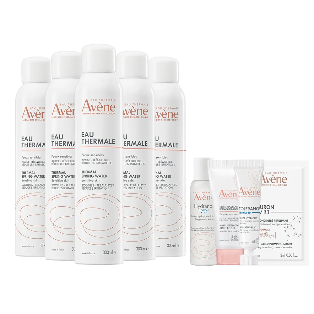 【Avene 雅漾官方直營】活泉水穩膚噴霧300mlx5入組(保濕化妝水/舒緩乾癢敏弱)