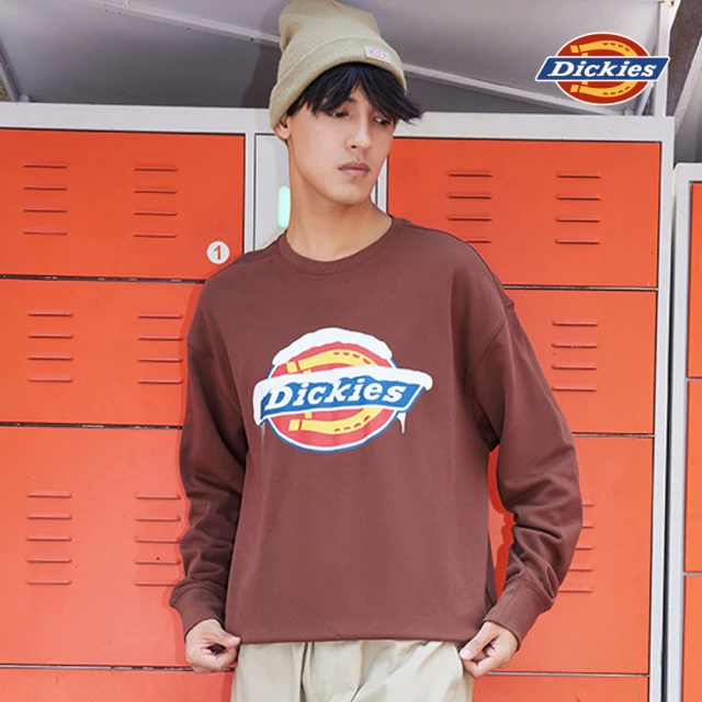 Dickies 男款卡布奇諾棕胸前品牌經典三色Logo印花設計休閒大學T｜DK0A884CK47