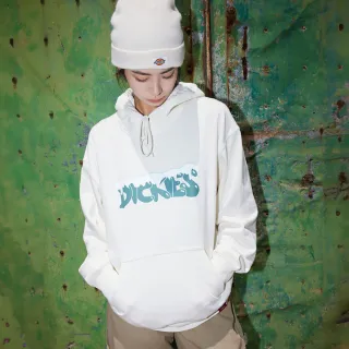 【Dickies】男款米白色胸前趣味Logo文字印花設計休閒連帽大學T｜DK0A88CTC48