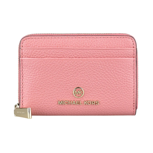 Michael Kors MK MICHAEL KORS Jet Set Charm圓標LOGO拉鍊8卡牛皮短夾(報春花粉)