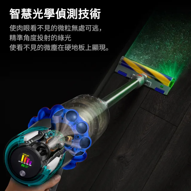 【dyson 戴森】V15 Detect Fluffy SV47 智慧無線吸塵器 光學偵測/除螨機(旗艦款)_電動碳纖維毛刷吸頭組