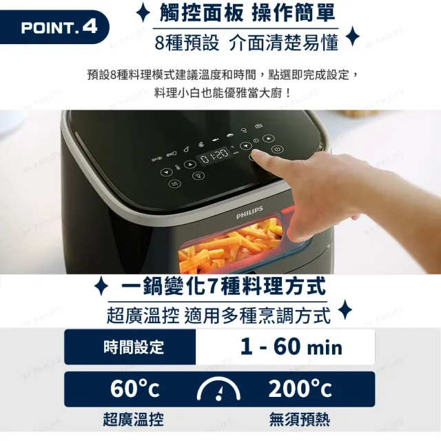 【Philips 飛利浦】星樂透透視海星氣炸鍋5.6L(HD9257/80)