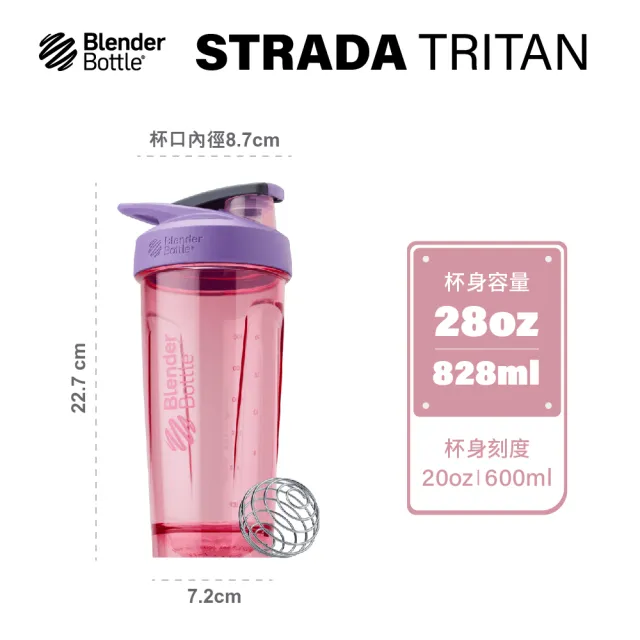 【Blender Bottle】2入組_〈Strada Tritan〉按壓防漏搖搖杯828ml 美國原裝進口(BlenderBottle/運動水壺)