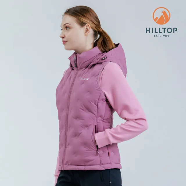 【Hilltop 山頂鳥】無縫超潑水石墨烯保暖蓄熱羽絨外背心 女款 紅｜PF25XFH8ECH0