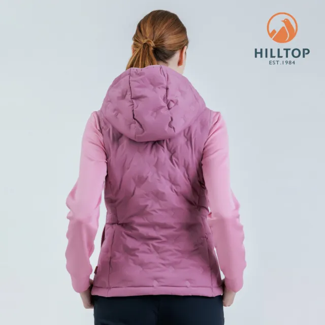 【Hilltop 山頂鳥】無縫超潑水石墨烯保暖蓄熱羽絨外背心 女款 紅｜PF25XFH8ECH0