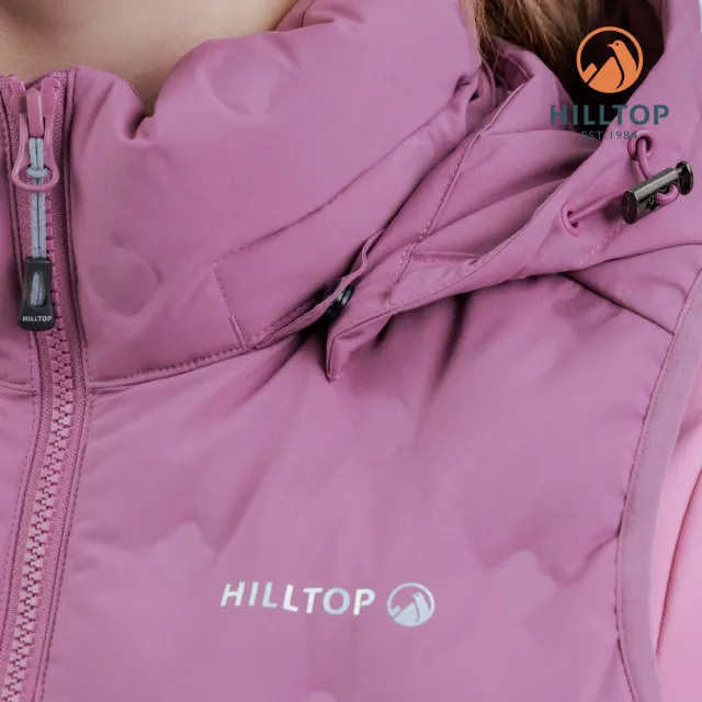 【Hilltop 山頂鳥】無縫超潑水石墨烯保暖蓄熱羽絨外背心 女款 紅｜PF25XFH8ECH0