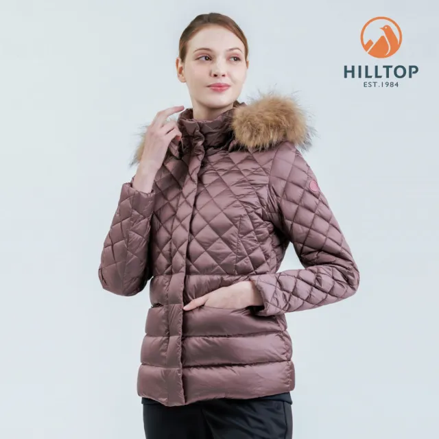 【Hilltop 山頂鳥】超潑水石墨烯保暖蓄熱羽絨短大衣外套 女款 乾燥玫瑰粉｜PF22XF26ECH0
