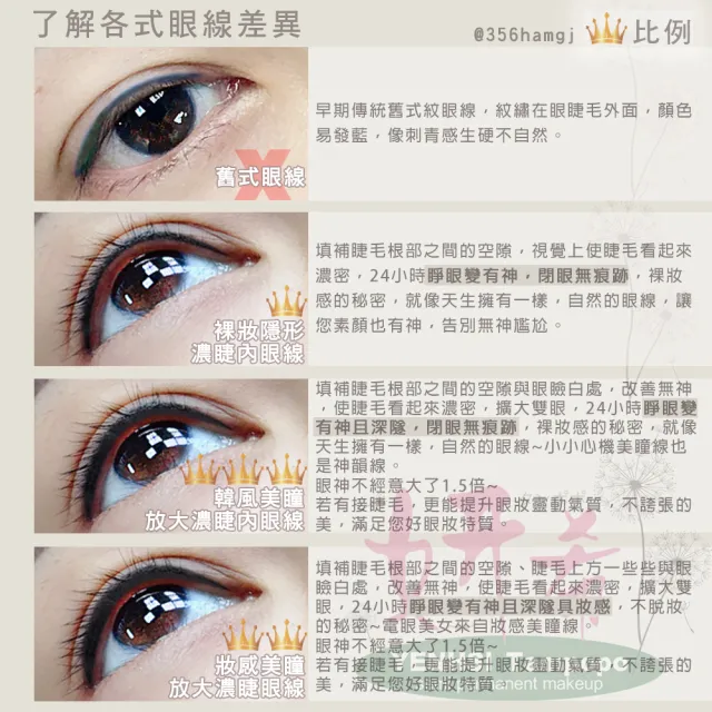 【妍希半永久紋繡】韓風美瞳放大濃睫內眼線(送三個月內免費補色一次)