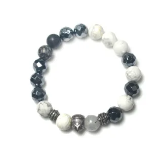 【金石工坊】黑膽石髮晶白紋石個性手練