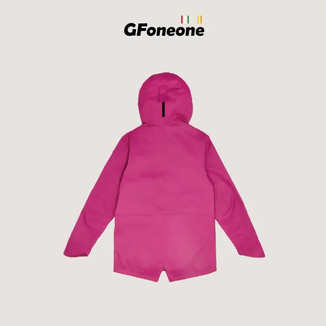【GFoneone】女長版防水透氣機能外套-紫紅(女外套 機能外套 薄外套 防水外套)