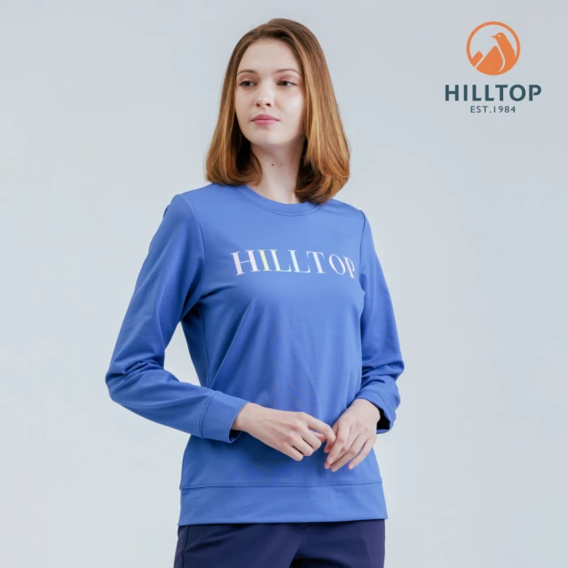 Hilltop 山頂鳥 石墨烯POLYGIENE抗菌吸濕快乾抗UV保暖彈性印花刷毛上衣 女款 藍｜PH51XFM7ECE0