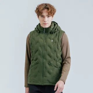 【Hilltop 山頂鳥】無縫超潑水石墨烯保暖蓄熱羽絨外背心 男款  綠｜PF25XMG6ECM0