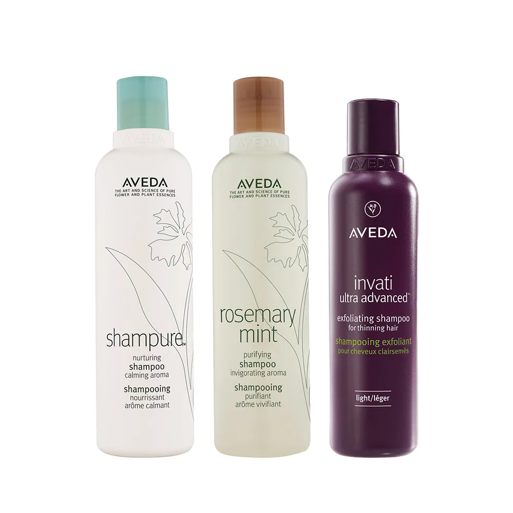 【AVEDA】暢銷洗髮精3入組_任選(蘊活煥欣/蘊活淨瑕/花植結構/蘊活光萃/純香/迷迭薄荷)