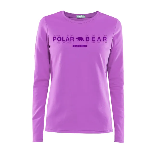 【POLAR BEAR 北極熊】女針織彈性吸排長袖磨毛T恤-粉紫(23T33)