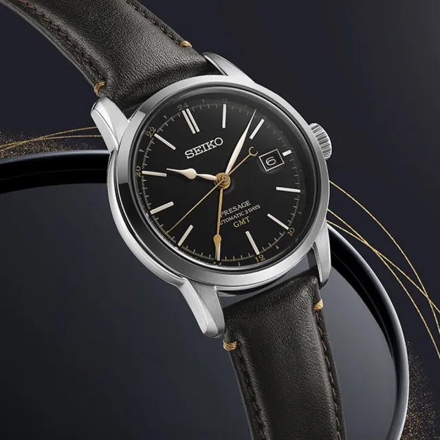 【SEIKO 精工】PRESAGE系列 漆藝錶盤 GMT機械腕錶 推薦 送禮 畢業禮物(SPB447J1/6R54-00F0C)