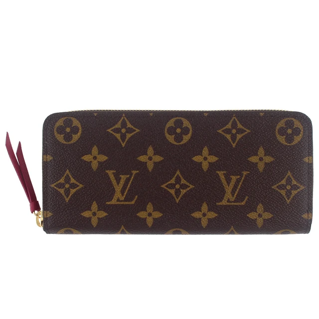 Louis Vuitton 路易威登 Monogram LV花紋帆布拉鍊長夾(M60742/紫色)