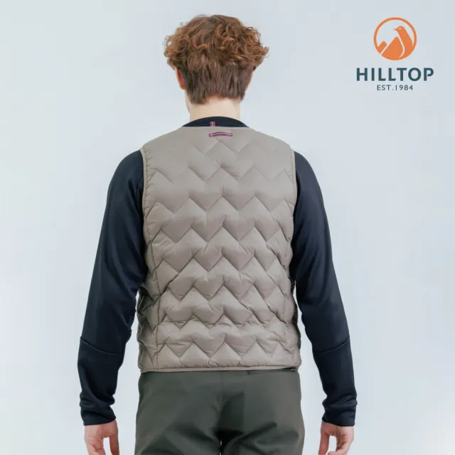 【Hilltop 山頂鳥】雙面穿超潑水石墨烯保暖蓄熱羽絨內背心 男款 卡其｜PF25XMG5ECNK