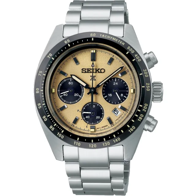 【SEIKO 精工】官方授權 Prospex Speed Timer 太陽能三眼鋼帶錶徑-錶徑39mm SK008(SSC817P1)