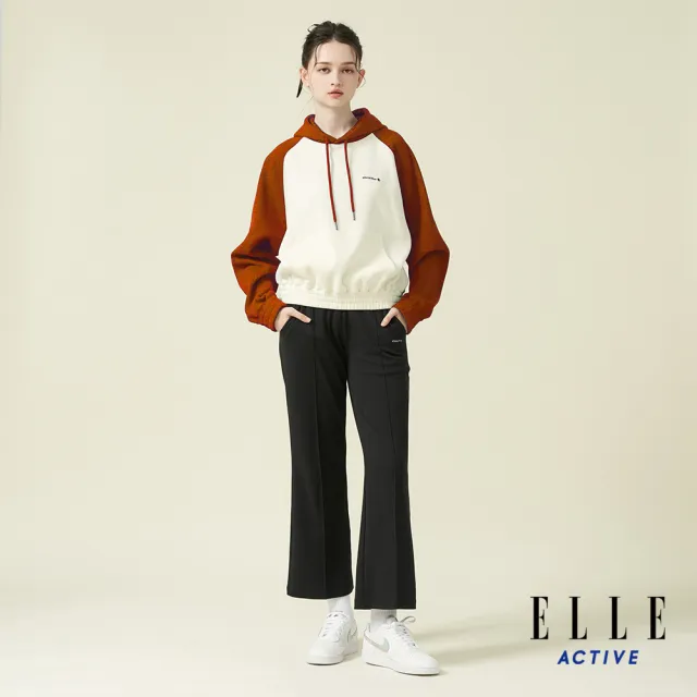 【ELLE ACTIVE】女款 撞色連帽上衣-橘色(EA24A2W1406-64)