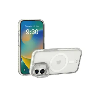 【MONOCOZZI】iPhone 16 磁吸金屬鏡頭支架防摔保護殼-透明/銀色(支援MagSafe功能)
