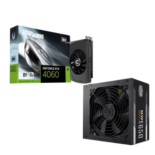 【ZOTAC 索泰】RTX4060+650W組合★ RTX 4060 8GB顯示卡+酷碼 銅牌650W電源供應器(卡+電源)